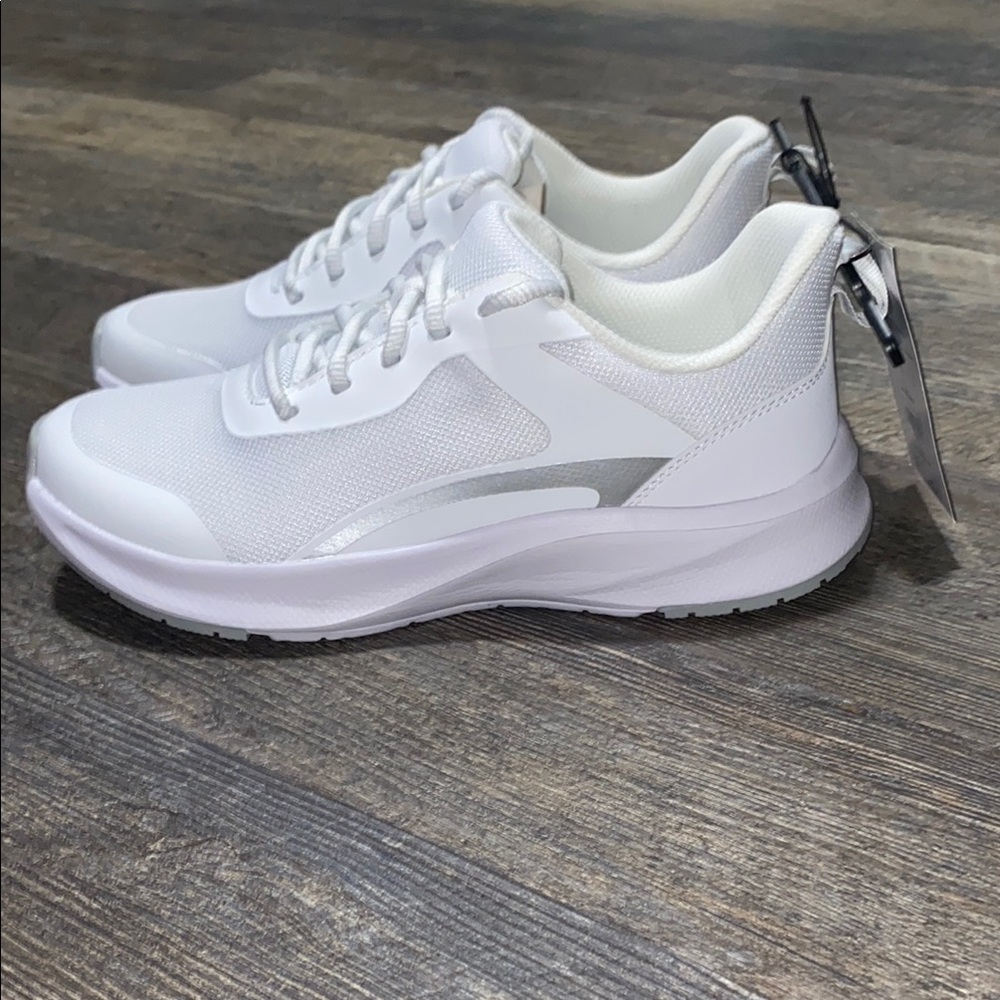 Athletic Works White and Silver Women's Athletic Sneakers